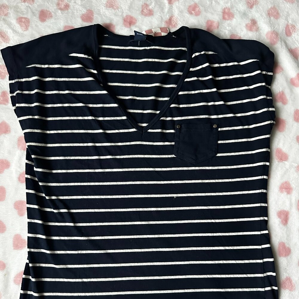 Chaps Blue and White Striped Shirt